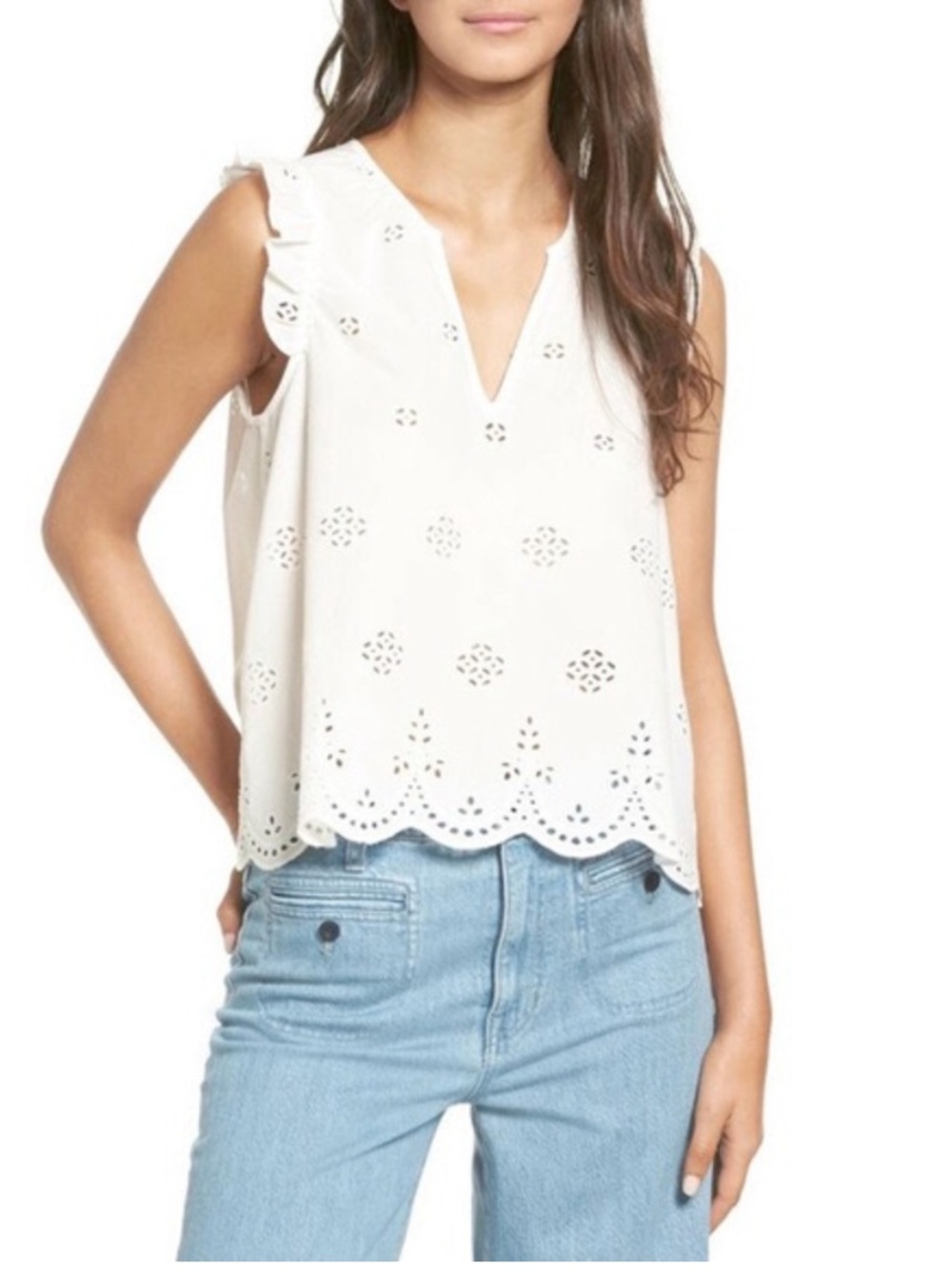 MADEWELL Eyelet Garden Sleeveless Top medium